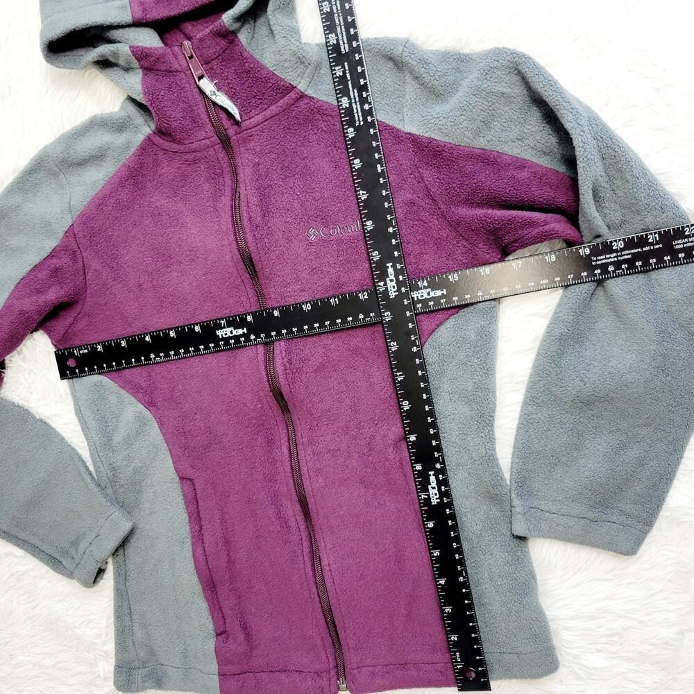 Columbia Women's Fleece Jacket Purple Gray Full Zip Hooded Casual Outdoor Size S - Picture 4 of 5